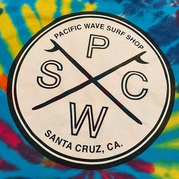 Pacific Wave Surf Shop Santa Cruz California Tie Dye Shirt Mens Large Vintage - Picture 5 of 9